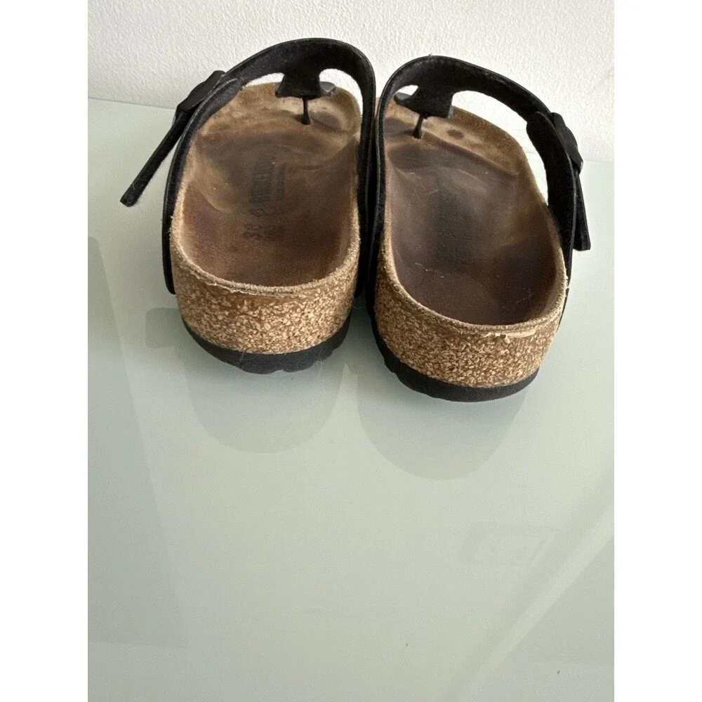 ✿ Birkenstock Gizeh Black Leather Sandals EU 39 US 8 Thong Comfort Germany